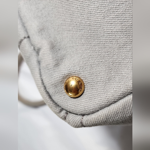 Prada Canapa denim hand tote medium size. Handles has slight discoloration. - Picture 5 of 16